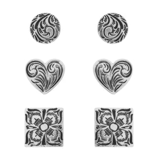 Western Filigree Etched Assorted Earring Set - Wear Arielle