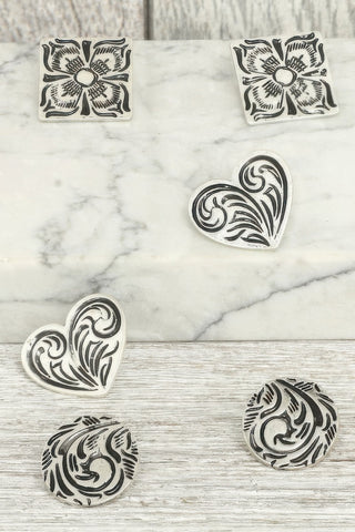 Western Filigree Etched Assorted Earring Set - Wear Arielle