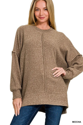 Zenana Brushed Melange Hacci Oversized Sweater - Wear Arielle