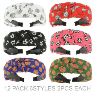 12pack Sports Ball Theme Top Knotted Headband - Wear Arielle