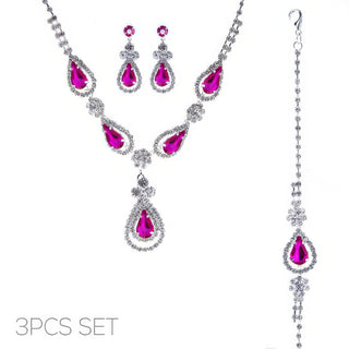 3pc Rhinestone Crystal Teardrop Jewelry Set - Wear Arielle