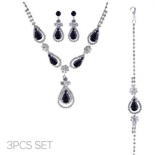 3pc Rhinestone Crystal Teardrop Jewelry Set - Wear Arielle