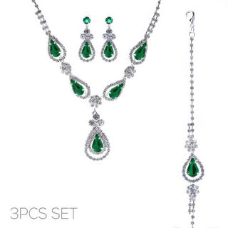 3pc Rhinestone Crystal Teardrop Jewelry Set - Wear Arielle