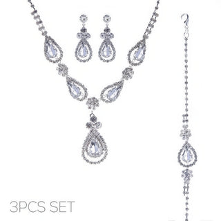 3pc Rhinestone Crystal Teardrop Jewelry Set - Wear Arielle