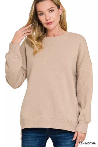 Zenana Fleece Sweatshirt Plus Size beige - Wear Arielle