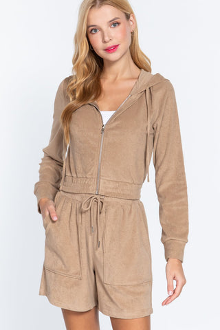 Mocha Terry Zip - Up Hoodie Jacket - Wear Arielle