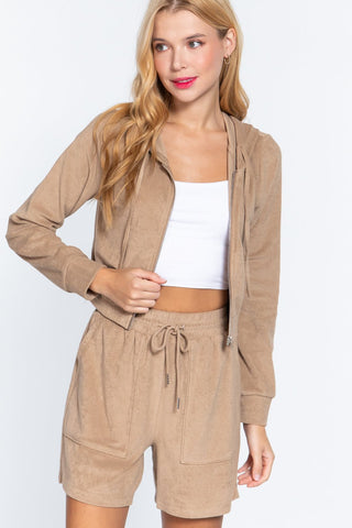 Mocha Terry Zip - Up Hoodie Jacket - Wear Arielle