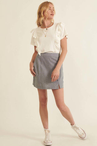 Pinstripe Mini Skirt grey - Wear Arielle