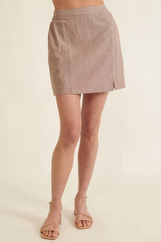 Pinstripe Mini Skirt brown - Wear Arielle