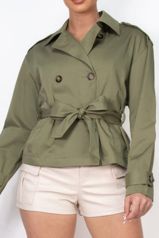 Double - breasted Waist - tie Trench Coat - Wear Arielle