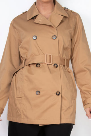 Camel Double - Breasted Belted Coat - Wear Arielle
