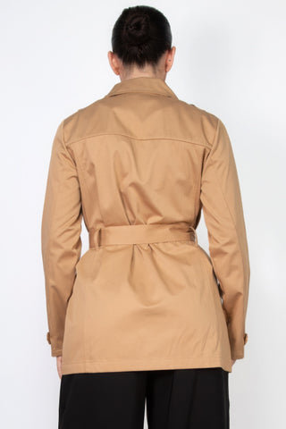 Camel Double - Breasted Belted Coat - Wear Arielle