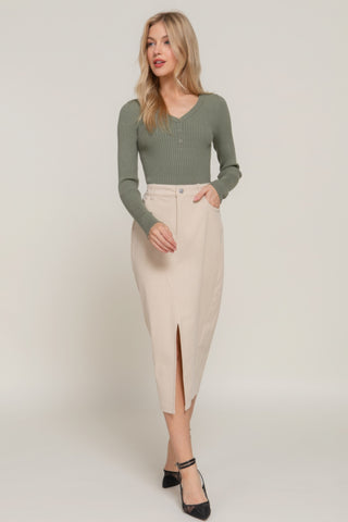 Corduroy Midi Skirt - Wear Arielle
