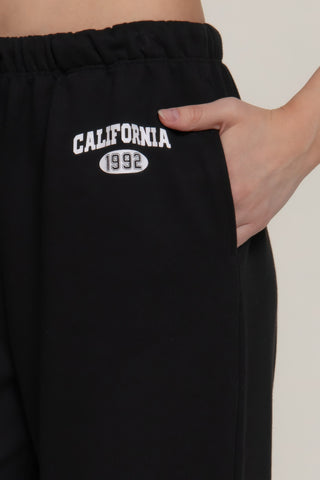 Waistband Print Detail Sweatpants black - Wear Arielle