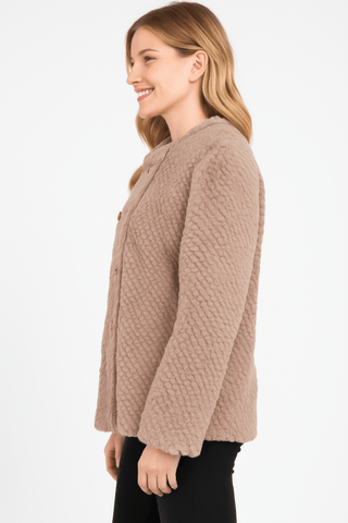 Cozy Double - breasted Faux Shearling Jacket brown - Wear Arielle