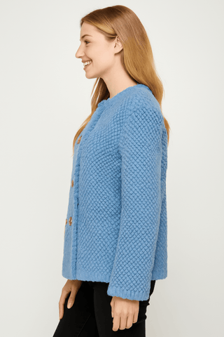 Cozy Double - breasted Faux Shearling Jacket blue - Wear Arielle