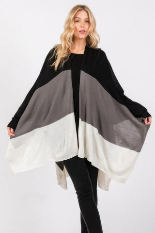 Cozy Three Tones Ruana - Wear Arielle