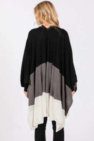 Cozy Three Tones Ruana - Wear Arielle