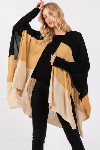 Cozy Three Tones Ruana - Wear Arielle