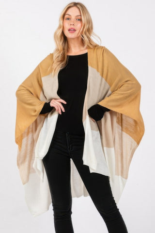 Cozy Three Tones Ruana - Wear Arielle
