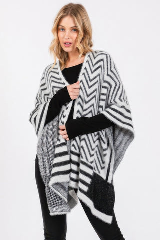 Cozy Chevron Pattern Ruana - Wear Arielle