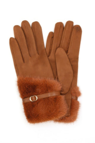 Winter Warm Touchscreen Gloves with Faux Fur Trim - Wear Arielle