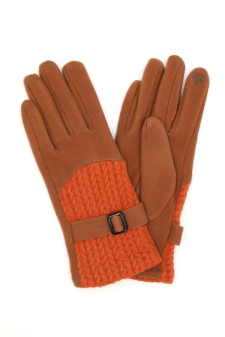 Cable Knit Smart Touch Gloves with Band Detail - Wear Arielle
