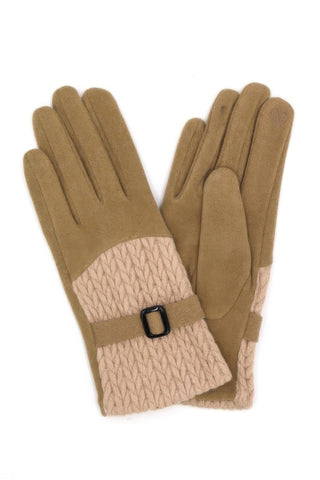 Cable Knit Smart Touch Gloves with Band Detail - Wear Arielle
