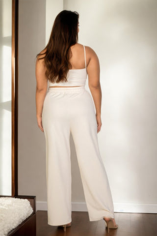 Plus Size Top & Slant Pocket Straight Pants - Wear Arielle