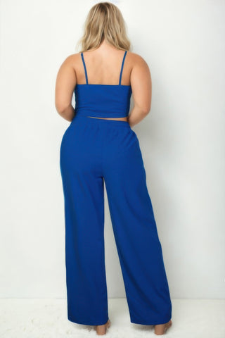 Plus Size Top & Slant Pocket Straight Pants - Wear Arielle