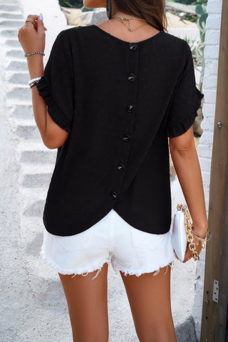 Polka Dot Ruffle Short Sleeved Top - Wear Arielle