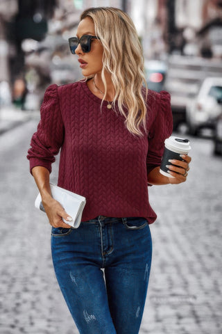 Twist Texture Crewneck Knit Pullover - Wear Arielle