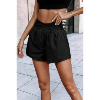 Solid High Waist Band Pockets Active Shorts - Wear Arielle