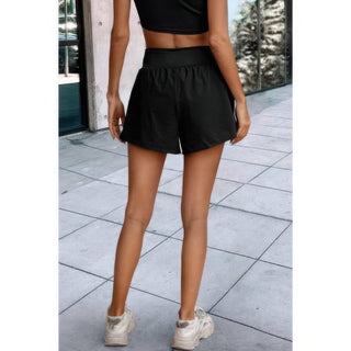 Solid High Waist Band Pockets Active Shorts - Wear Arielle