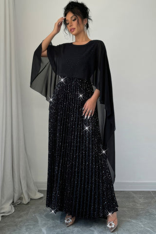 Elegant Sequin Satin Knit Party Long Dress - Wear Arielle