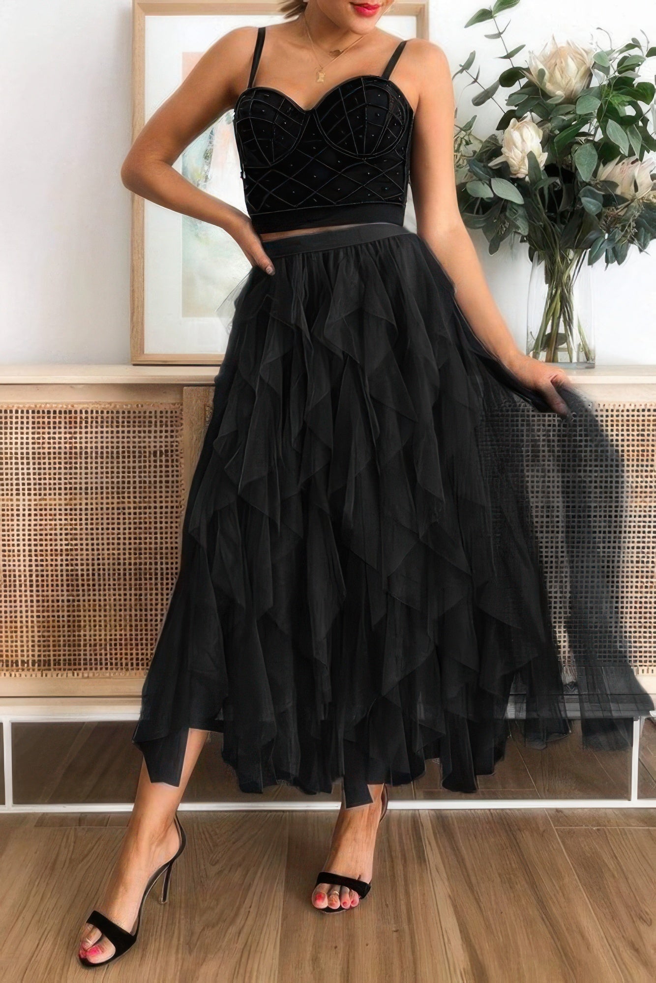 A Line Long Tulle Tiered Skirts - Wear Arielle