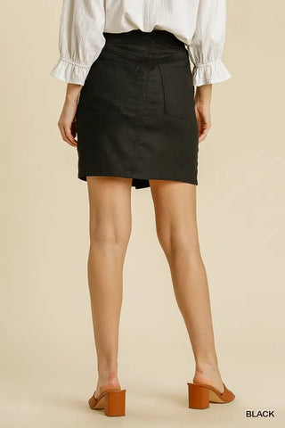Linen Blend Button Down Skirt - Wear Arielle