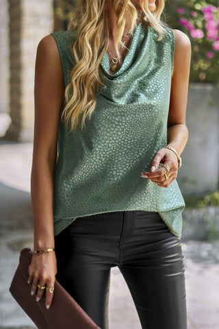 Animal Print Scarf Collar Sleeveless Loose Top - Wear Arielle