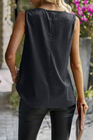 Animal Print Scarf Collar Sleeveless Loose Top - Wear Arielle