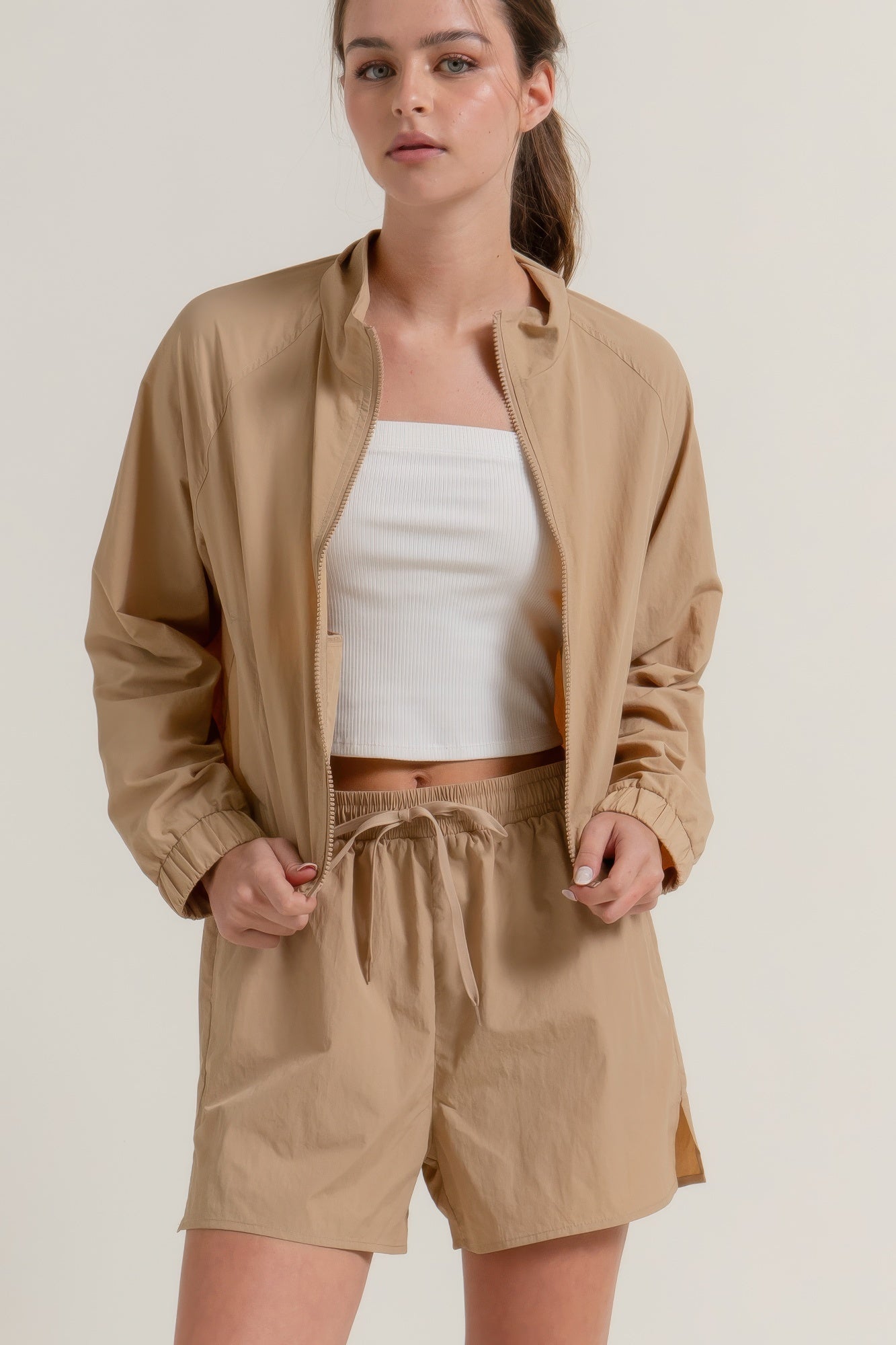 Anorak Side Slit Workout Shorts - Wear Arielle