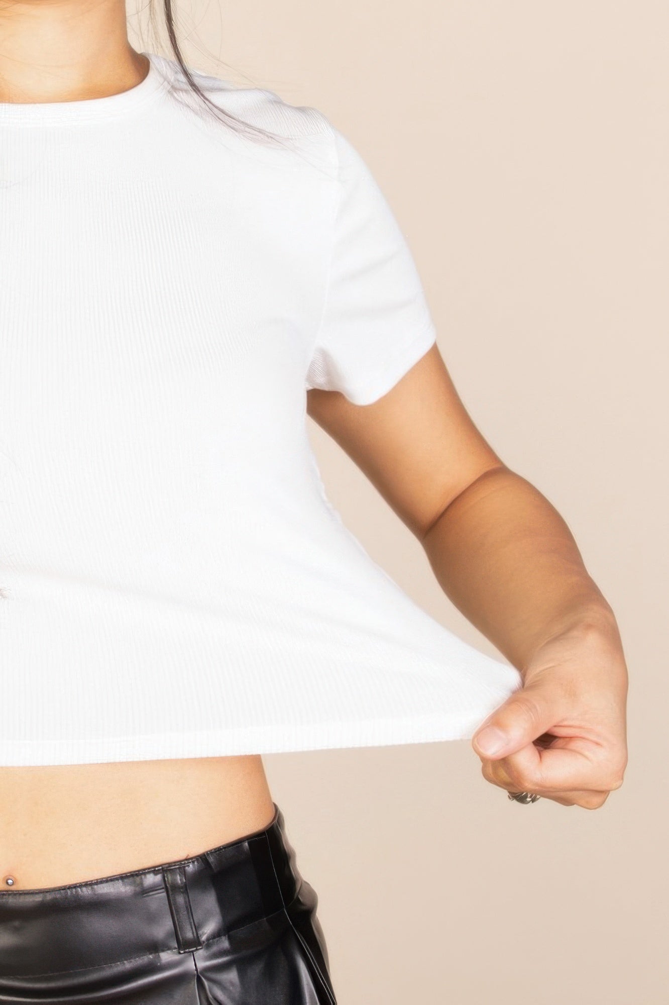 Basic Short Sleeve Ribbed Round Neck Top - Wear Arielle