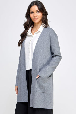 Basic Soft Long Line Open Front Sweater Cardigan - Wear Arielle
