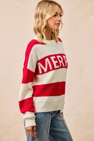 BiBi Christmas Merry Lettering Sweater - Wear Arielle