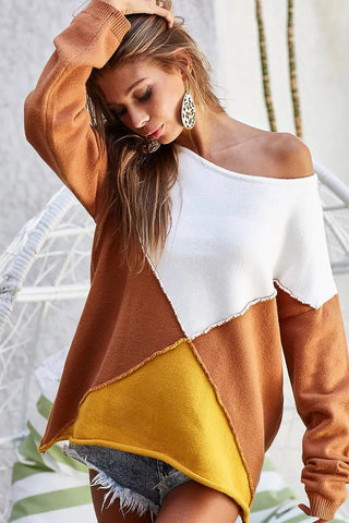 BiBi Color Block Geometric Sweater - Wear Arielle