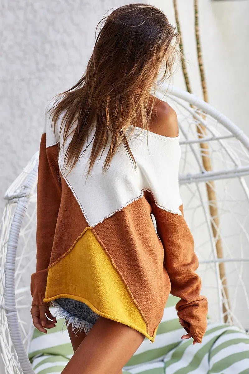 BiBi Color Block Geometric Sweater - Wear Arielle