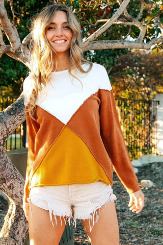 BiBi Color Block Geometric Sweater - Wear Arielle