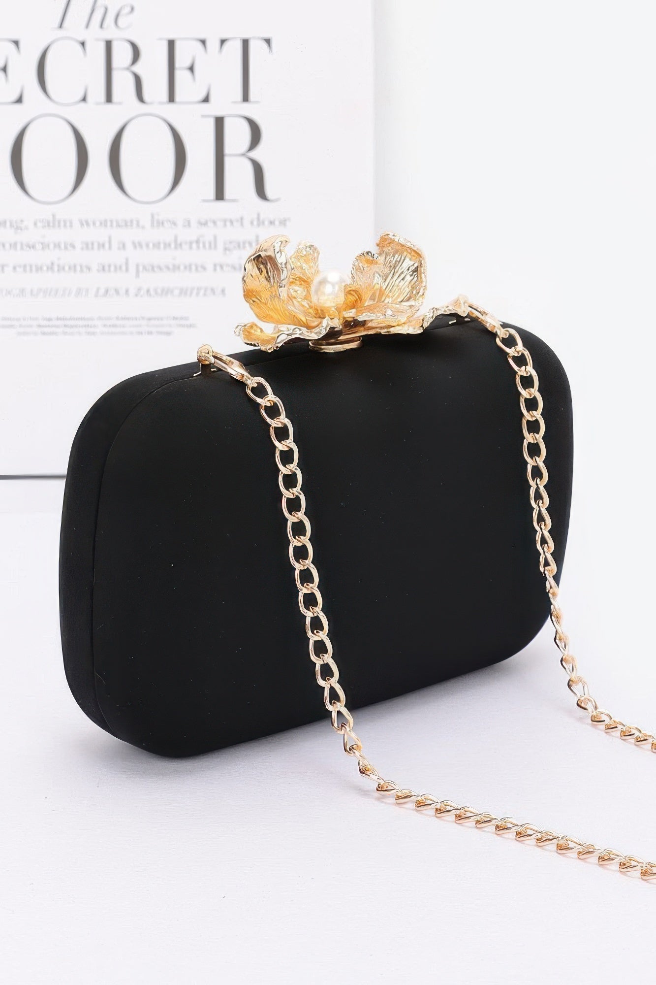 Big Metal Flower Satin Case Bag - Wear Arielle