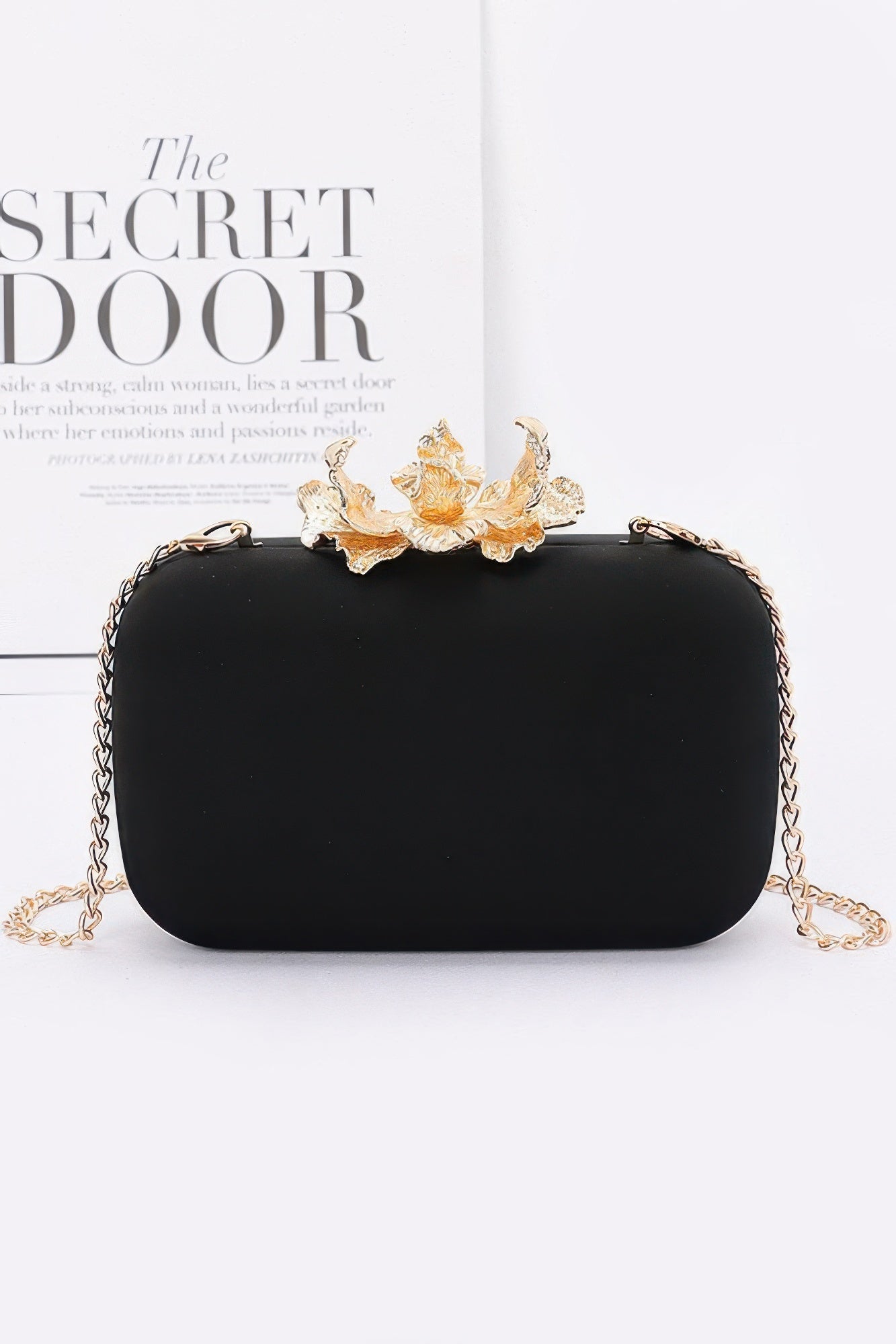 Big Metal Flower Satin Case Bag - Wear Arielle