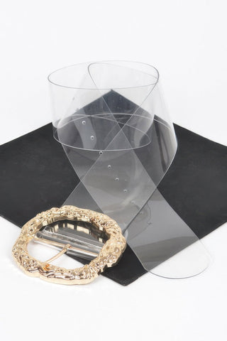 Big Vintage Round Metal Buckle Clear Plussize Belt - Wear Arielle