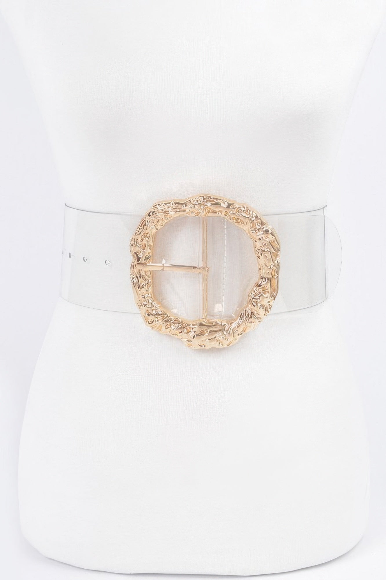 Big Vintage Round Metal Buckle Clear Plussize Belt - Wear Arielle